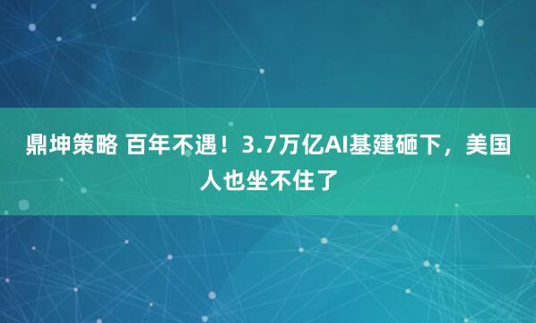 鼎坤策略 百年不遇！3.7万亿AI基建砸下，美国人也坐不住了